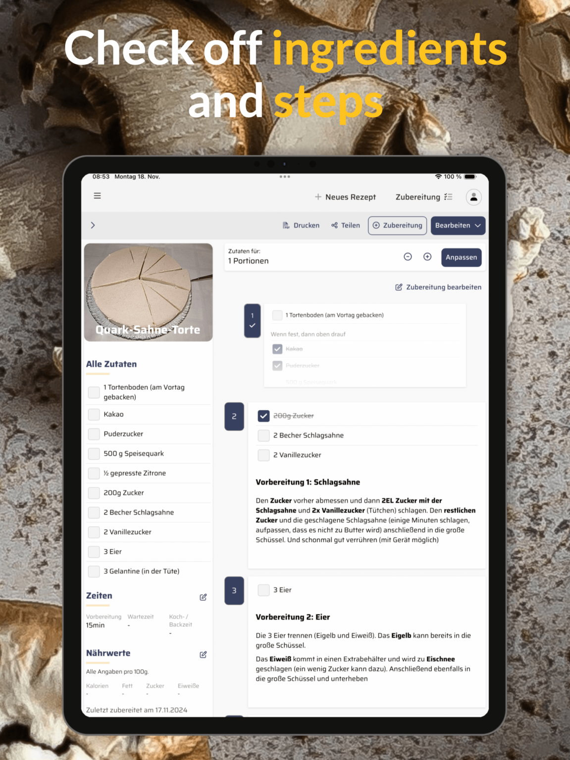 Cookbook App – Manage and save Recipes – Shopping list – meal planner