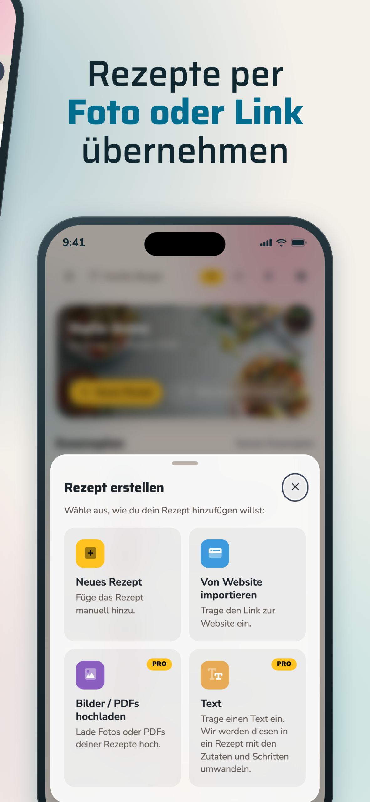 Kochbuch App auf dem iPhone: Rezepte per Foto oder Link übernehmen